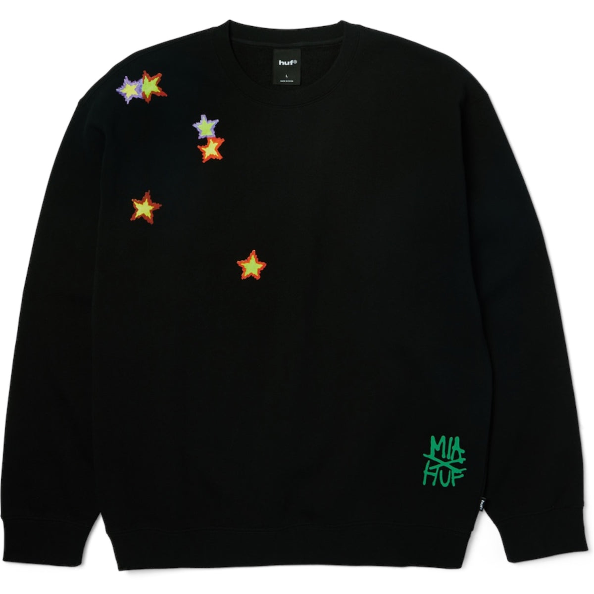 HUF MIA STAR CAT CREW BLACK