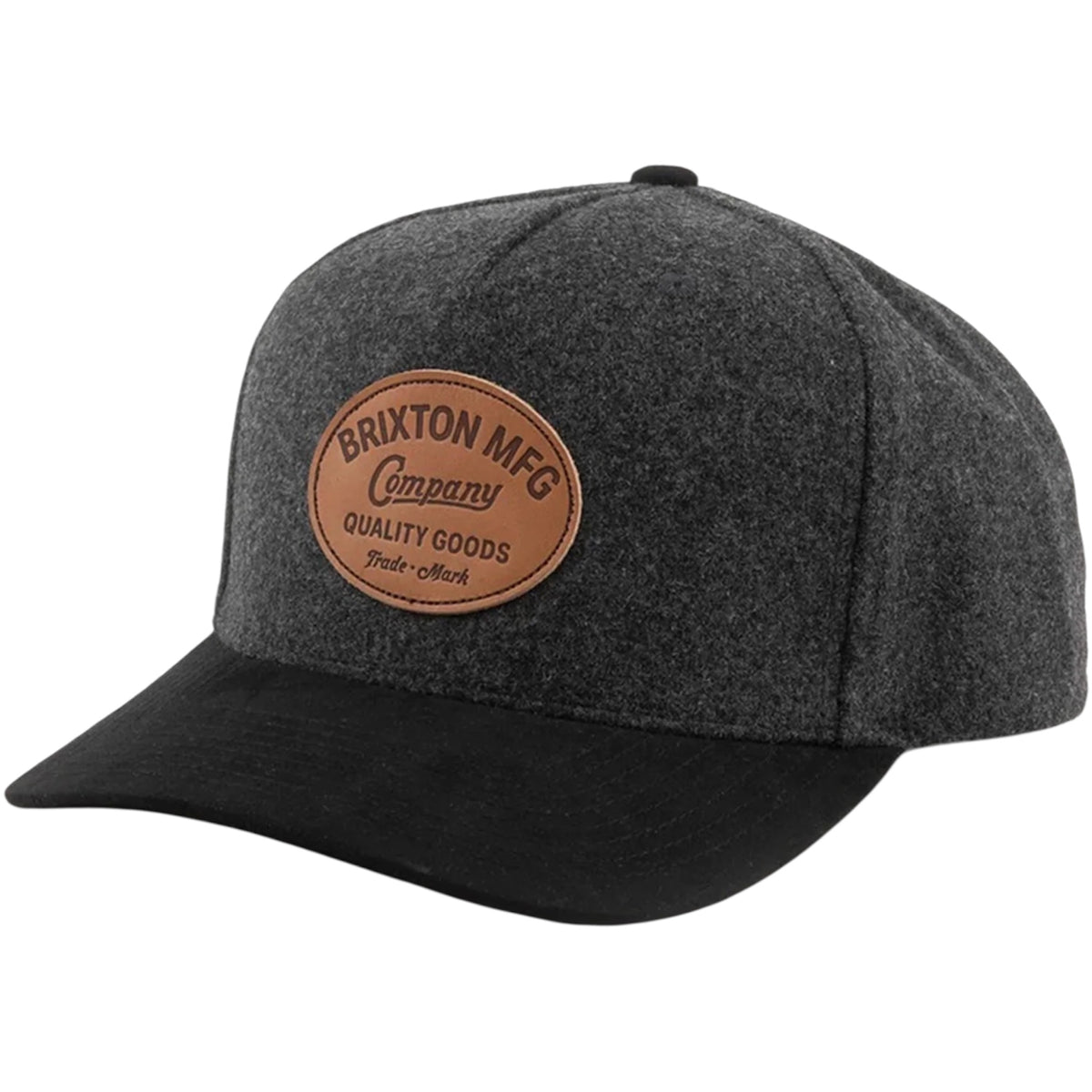 BRIXTON STRATTON MELTON WOOL SNAPBACK CHARCOAL BLACK SUEDE