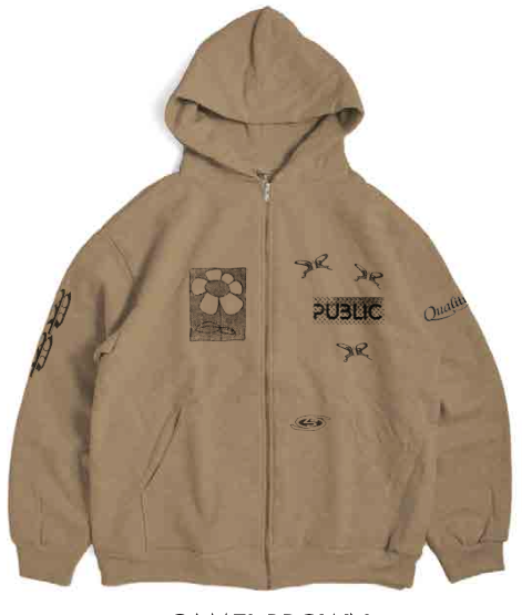 PUBLIC SUM ZIP HOODIE CAMEL BROWN