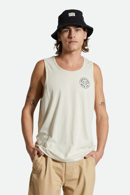 BRIXTON CREST TANK TOP BEIGE/TREKKING GREEN/BLACK