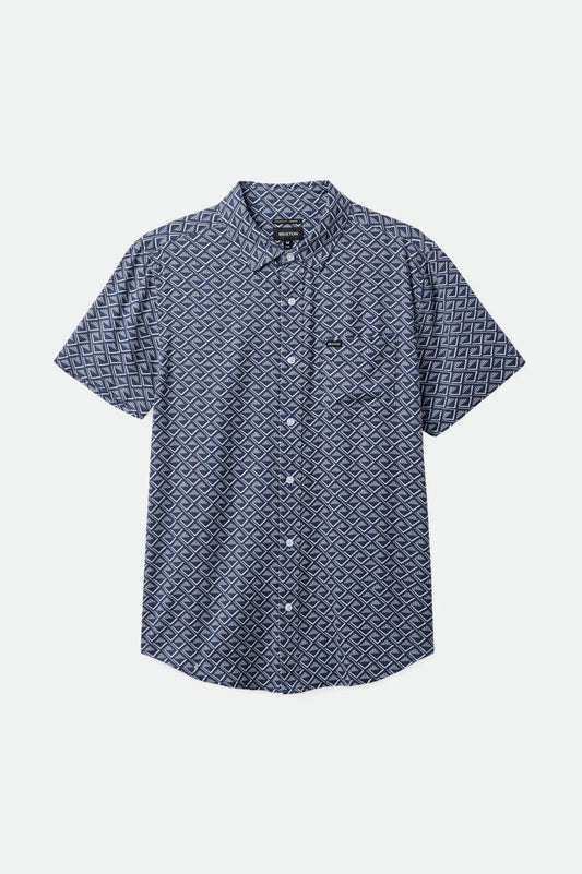 BRIXTON CHARTER PRINT SS WOVEN WASHED NAVY/WHITE TILE