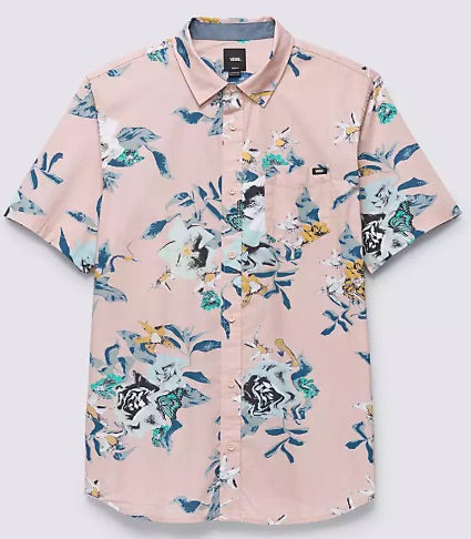 VANS KESSEL FLORAL BUTTON UP SHIRT ROSE