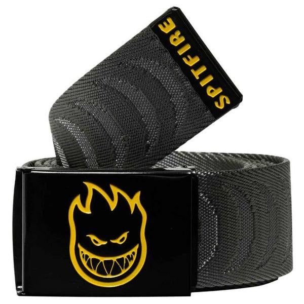 CEINTURE WEB SPITFIRE BIGHEAD CRESCENT JACQUARD CHARBON/JAUNE