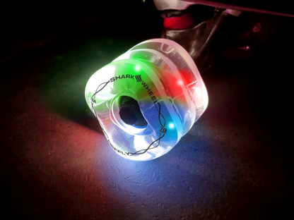 SHARK WHEELS FIREFLY CLEAR WITH MULTI COLOR LIGHTS 78A 70MM