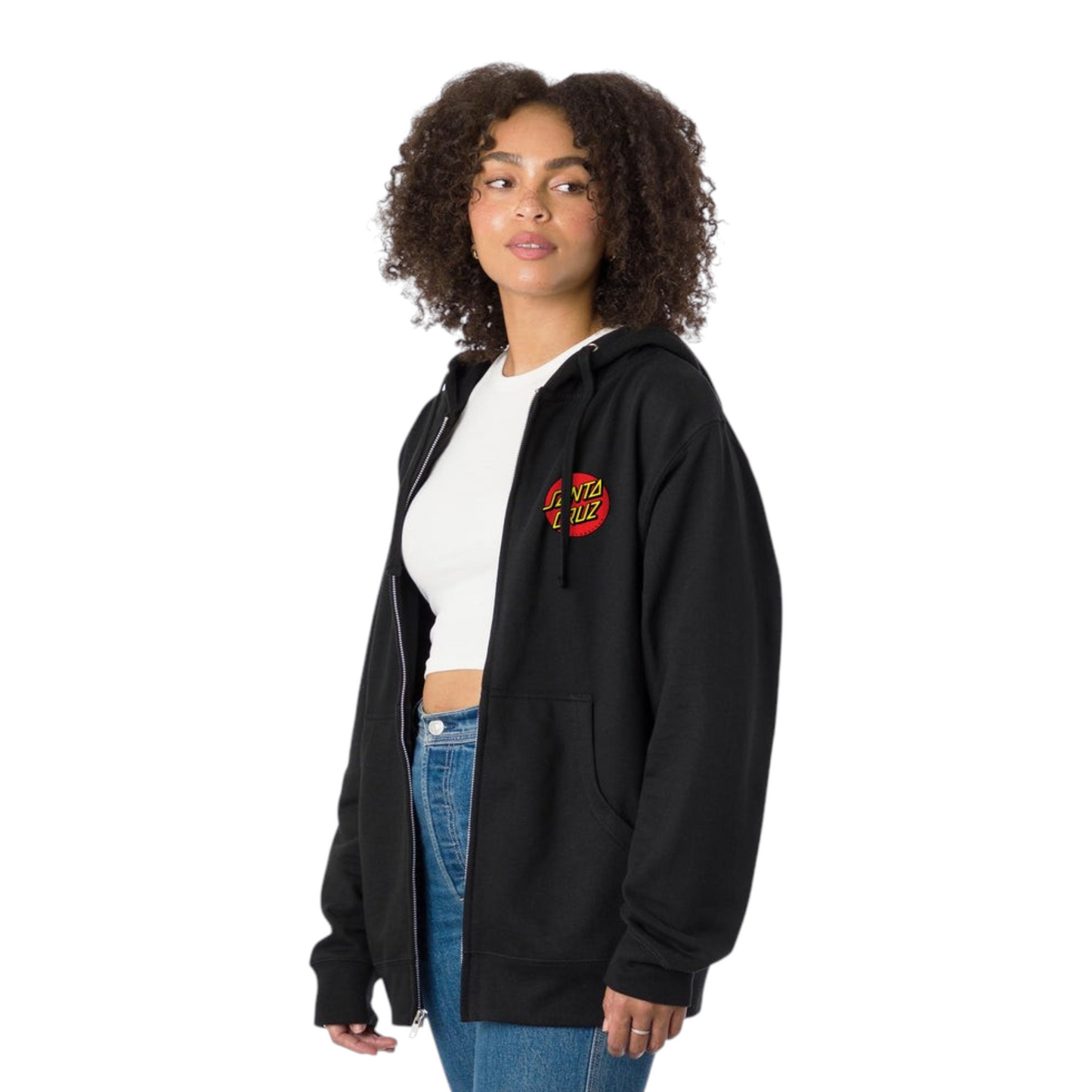 SANTA CRUZ SWEAT À CAPUCHE ZIPPÉ CLASSIC DOT FEMME NOIR
