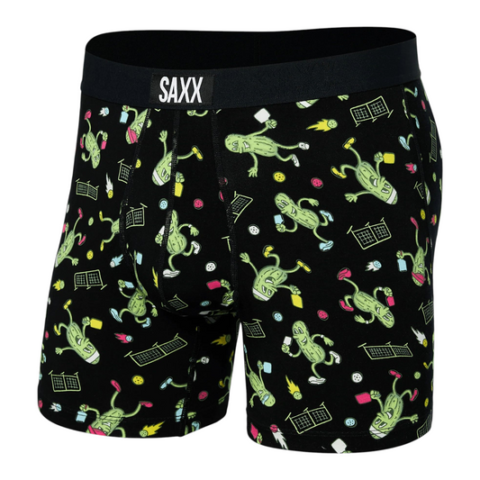 SAXX ULTRA SUPER SOFT BOXER BRIEF FLY PICKLEBALL BLACK