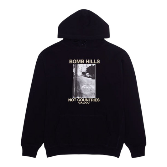 GX1000 BOMB HILLS NOT COUNTRIES HOODIE BLACK TAN