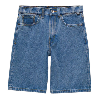 VANS KIDS CHECK 5 BAGGY DENIM SHORTS STONEWASH BLUE