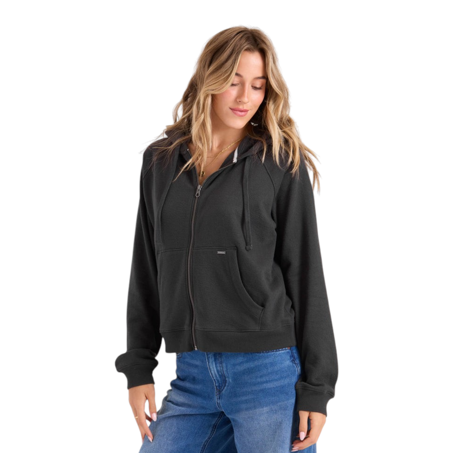 VOLCOM LIVED IN FLEECE ZIP UP VINTAGE BLACK