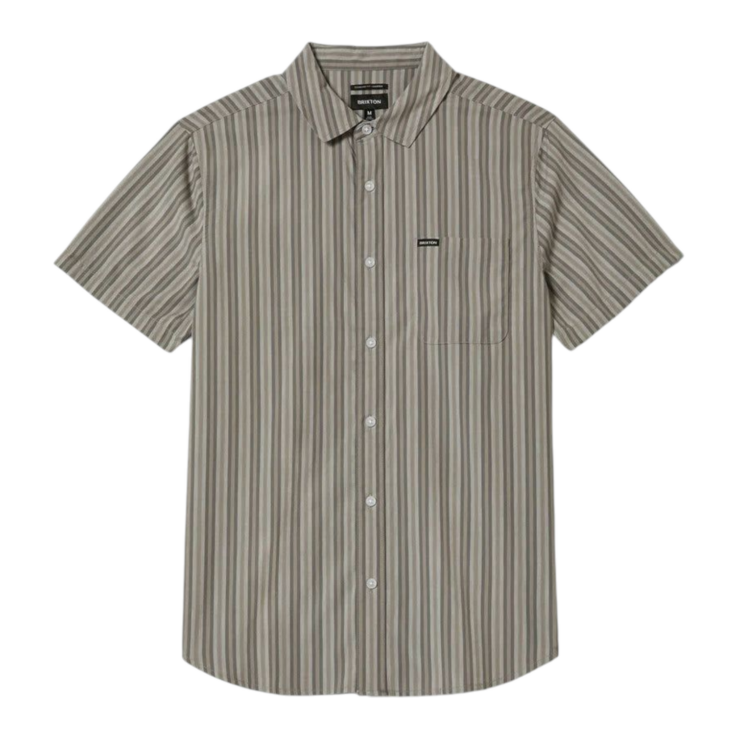 BRIXTON CHARTER STRIPE SHORT SLEEVE CHARCOAL GREY