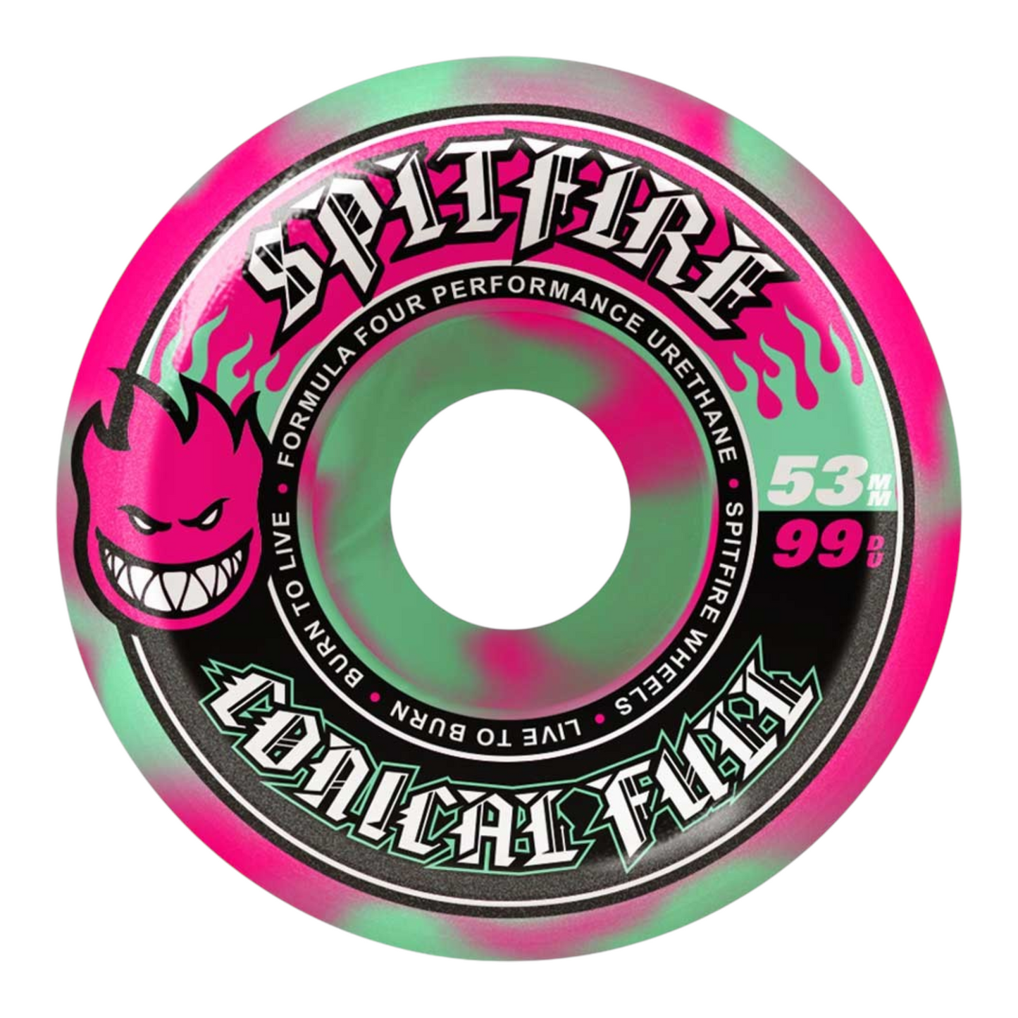 SPITFIRE F4 TEAM CONICAL FULL WHEELS TEAL PINK SWIRLS 99A