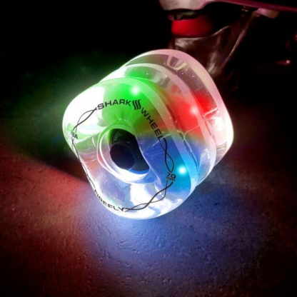 SHARK WHEELS FIREFLY CLEAR WITH MULTI COLOR LIGHTS 78A 60MM