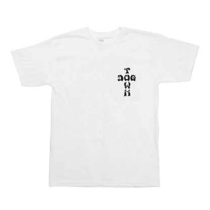 DOGTOWN SANTA MONICA CROSS LOGO TEE WHITE BLACK