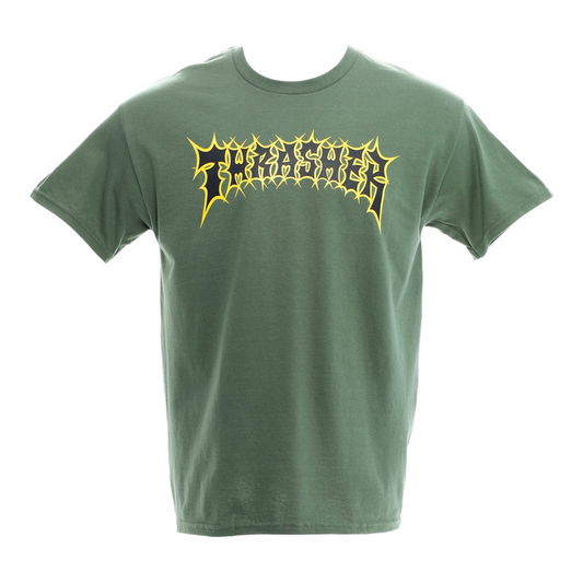 THRASHER SPIKEY SHORT SLEEVE TEE MILITARY GREEN