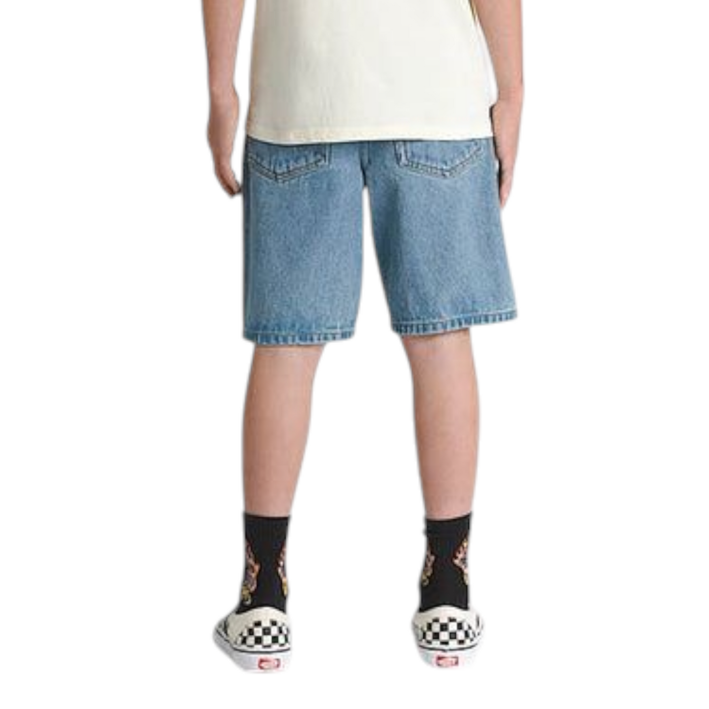 VANS KIDS CHECK 5 BAGGY DENIM SHORTS STONEWASH BLUE