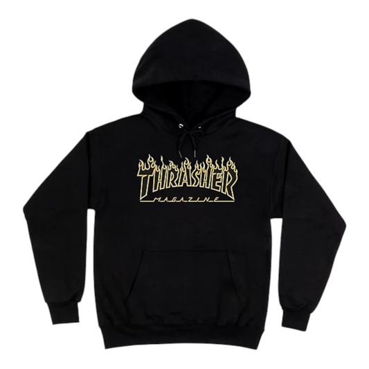 THRASHER FLAME LOGO HOODIE BLACK YELLOW