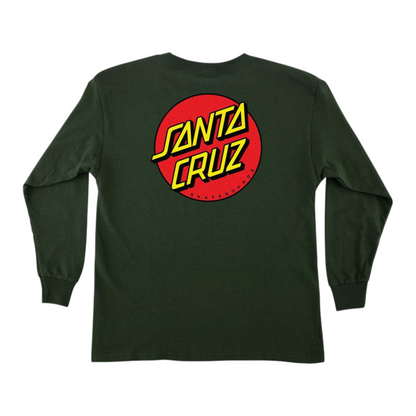 SANTA CRUZ YOUTH CLASSIC DOT LONG SLEEVE FOREST GREEN