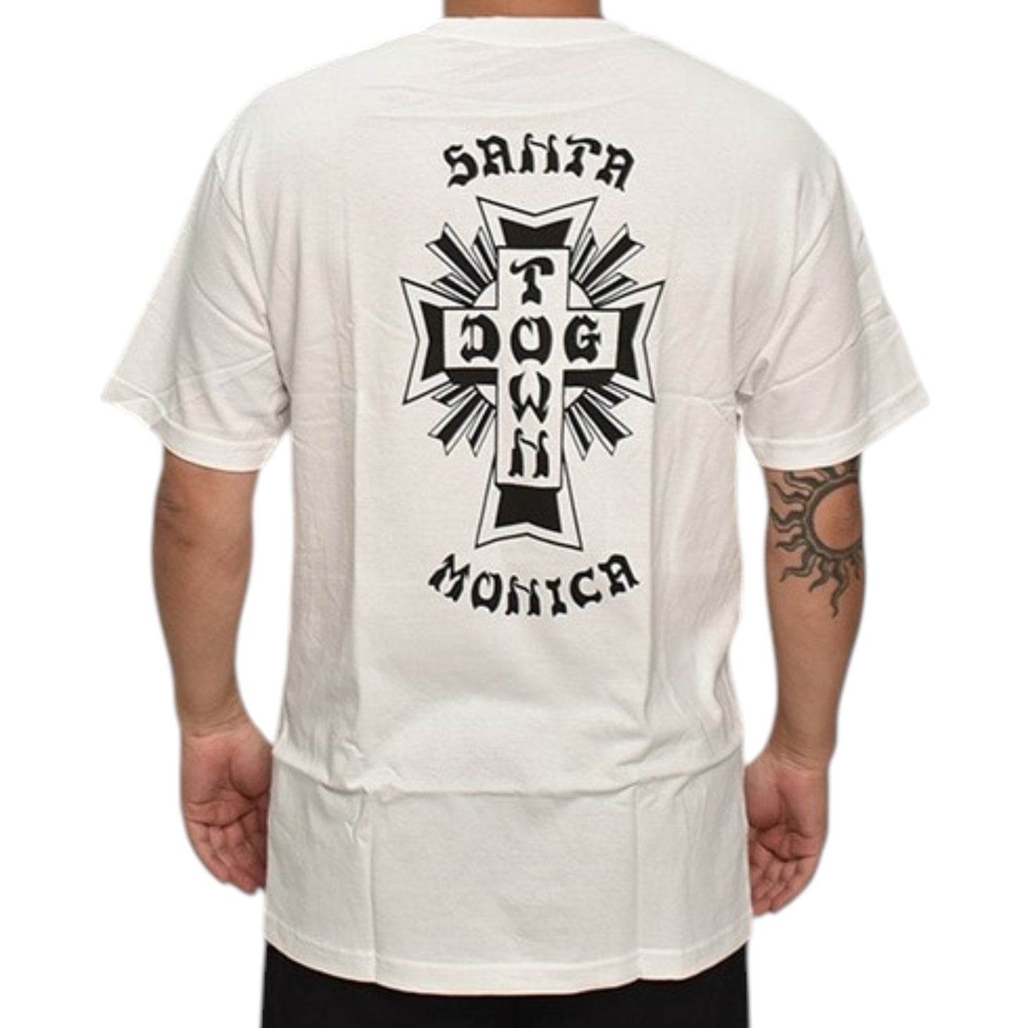 DOGTOWN SANTA MONICA CROSS LOGO TEE WHITE BLACK