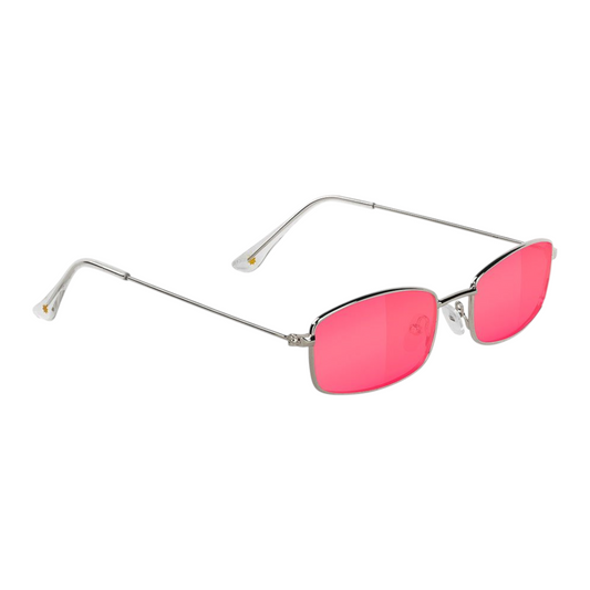 GLASSY RAE POLARIZED SUNGLASSES SILVER PINK LENS