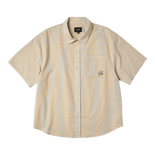 HUF H STAR SHORT SLEEVE PLAID SHIRT PUTTY