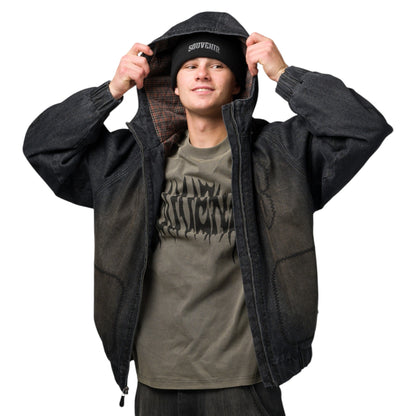 SOUVENIR DENIM BOMBER JACKET BLACK