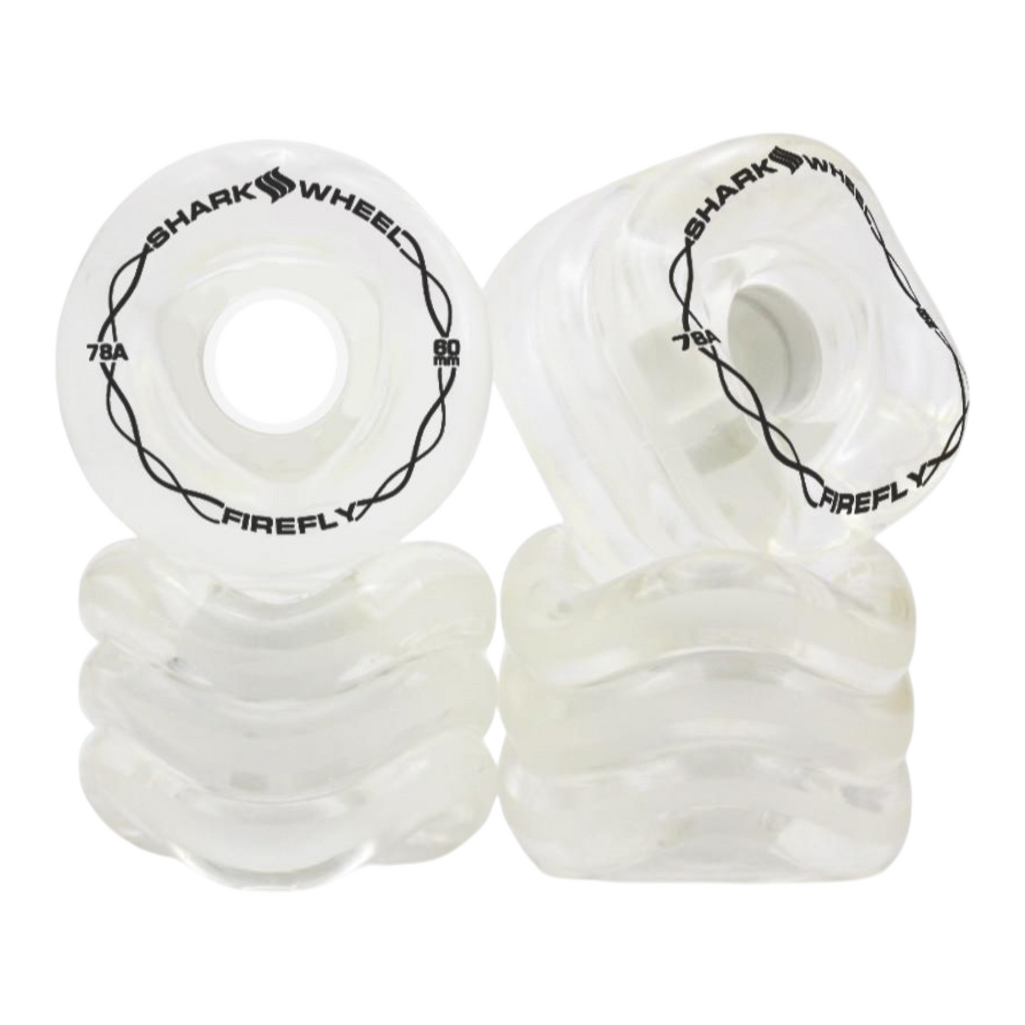 SHARK WHEELS FIREFLY CLEAR WITH MULTI COLOR LIGHTS 78A 60MM