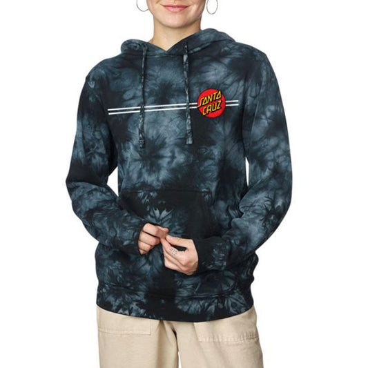 SANTA CRUZ CLASSIC DOT PULL OVER HOODED MIDWEIGHT BOYFRIEND SWEATSHIRT TIE DYE BLACK