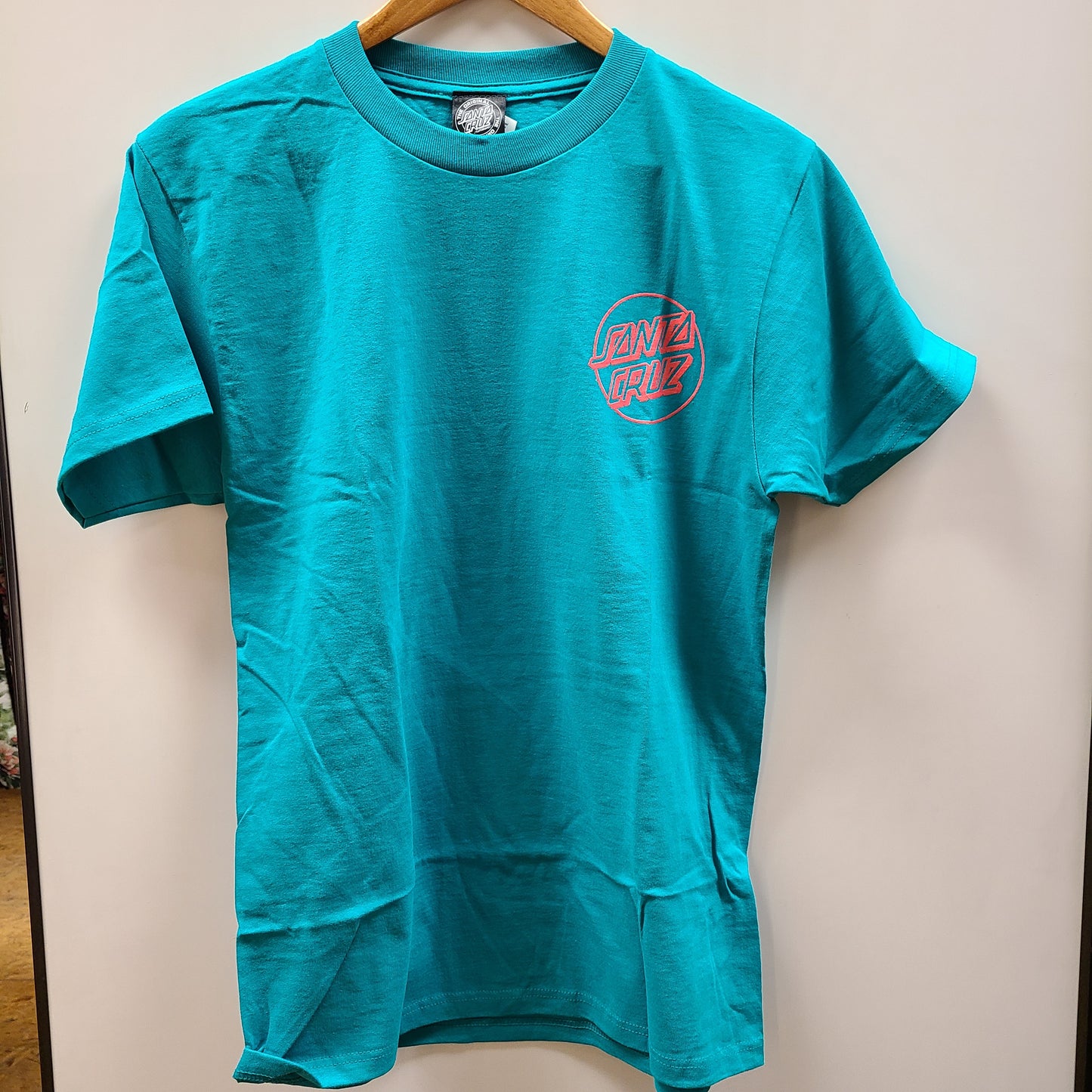 SANTA CRUZ OPUS DOT SHORT SLEEVE REGULAR T-SHIRT TEAL WITH PINK