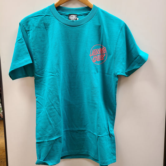 SANTA CRUZ OPUS DOT SHORT SLEEVE REGULAR T-SHIRT TEAL WITH PINK