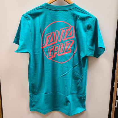 SANTA CRUZ OPUS DOT SHORT SLEEVE REGULAR T-SHIRT TEAL WITH PINK