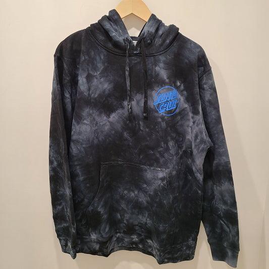 SANTA CRUZ OPUS DOT PULL OVER HOODED HEAVYWEIGHT SWEATSHIRT TIE DYE BLACK