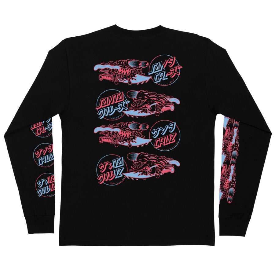 SANTA CRUZ SLASHER FLIP LONG SLEEVE REGULAR T-SHIRT BLACK