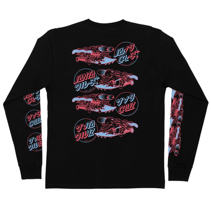 SANTA CRUZ SLASHER FLIP LONG SLEEVE REGULAR T-SHIRT BLACK