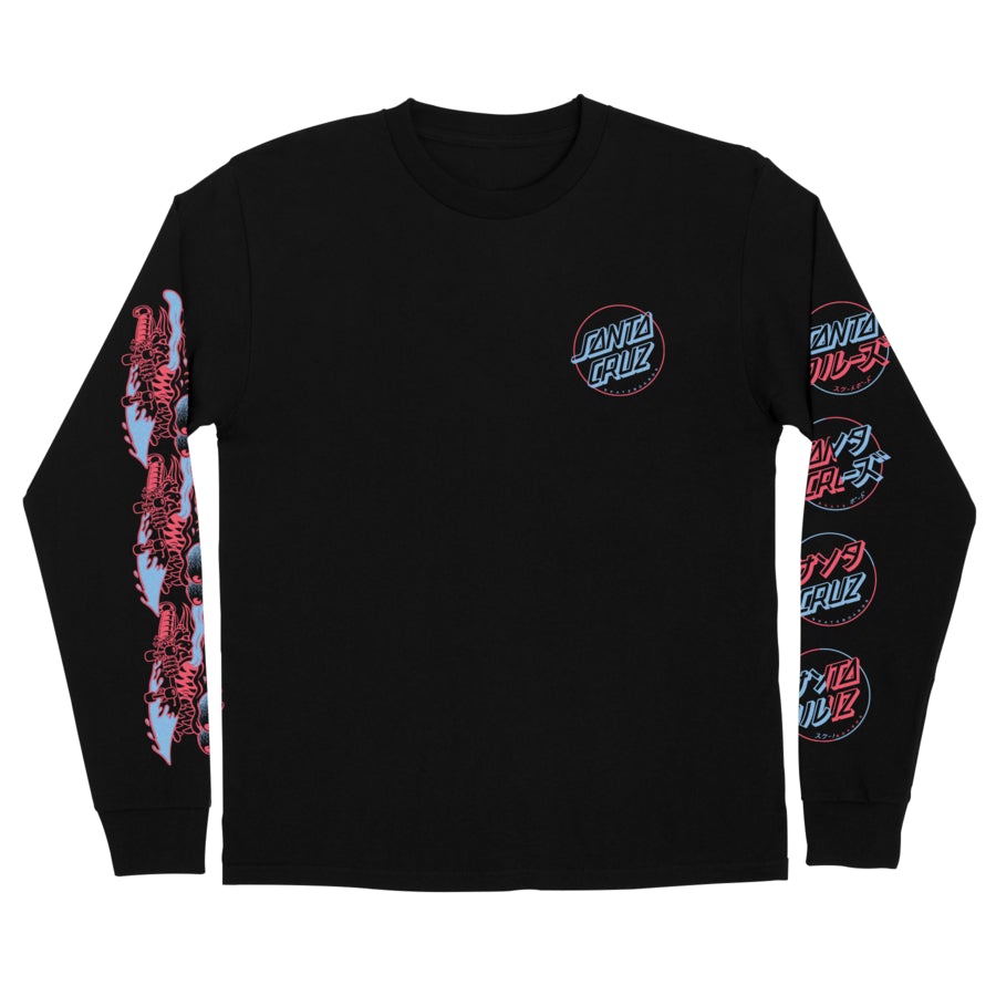 SANTA CRUZ SLASHER FLIP LONG SLEEVE REGULAR T-SHIRT BLACK