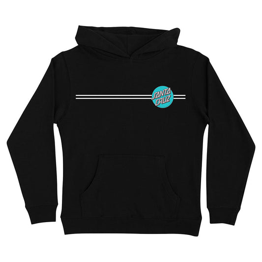 SANTA CRUZ OTHER DOT PULL OVER HOODED MIDWEIGHT SWEATSHIRT BLACK WITH TEAL WOMENS