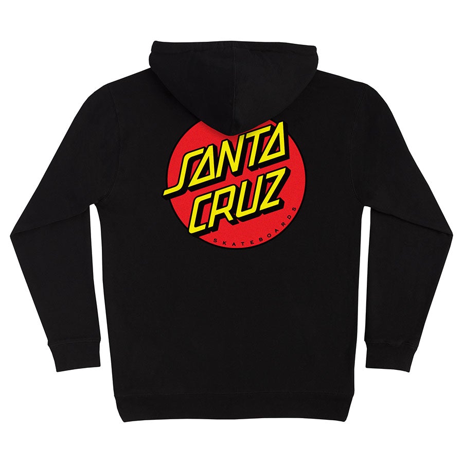 SANTA CRUZ CLASSIC DOT PULL OVER HOODED HEAVYWEIGHT SWEATSHIRT BLACK