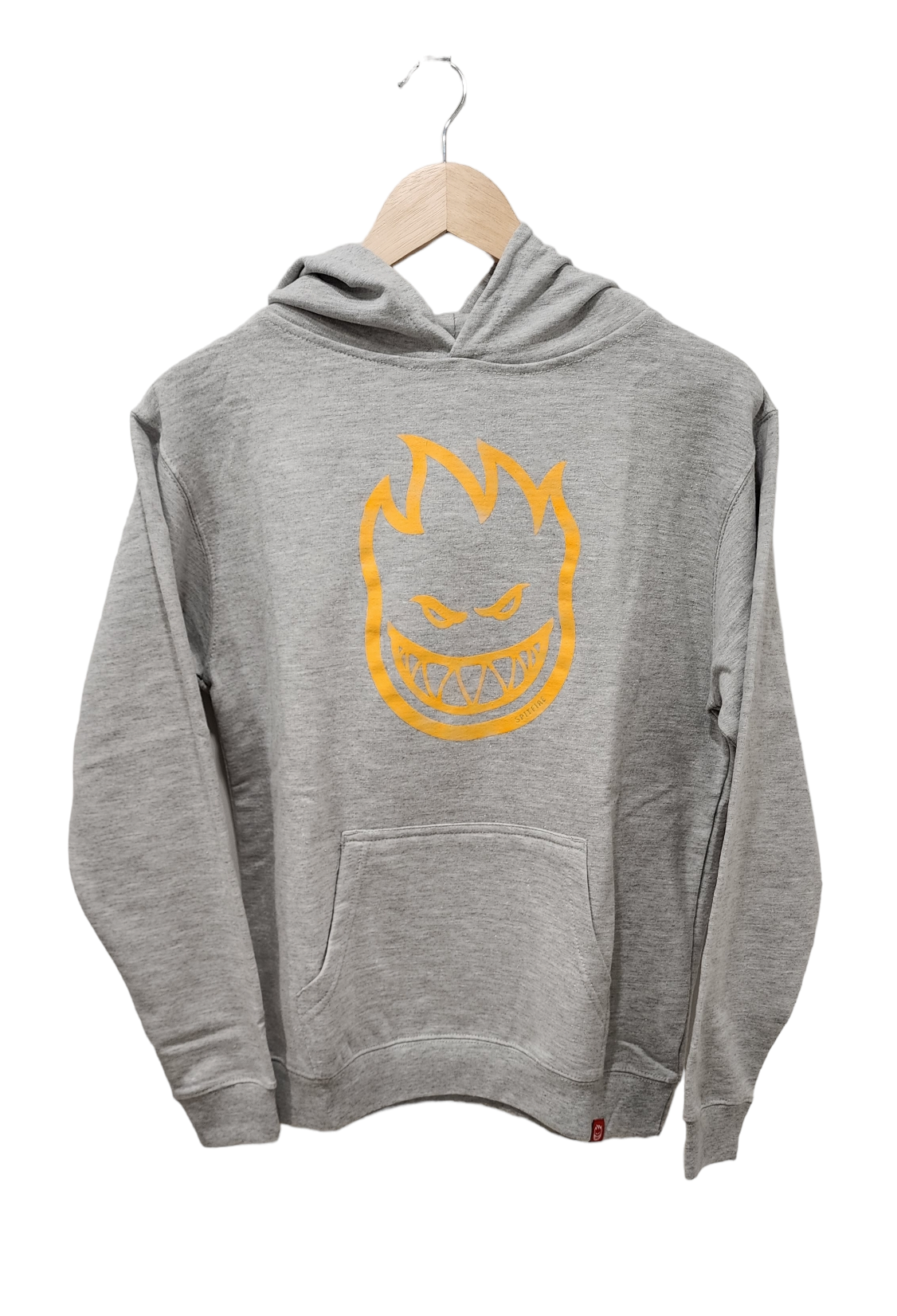 SPITFIRE BIGHEAD YOUTH PULL OVER HOODED SWEATSHIRT HOODIE GREY HEATHER WITH GOLD PRINT
