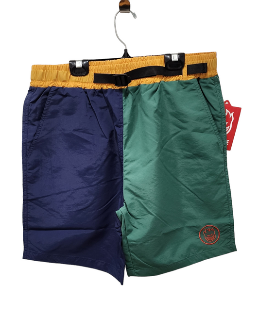 SPITFIRE BIGHEAD CIRCLE CUSTOM SHORT MARINE / VERT / OR AVEC BRODERIE ROUGE