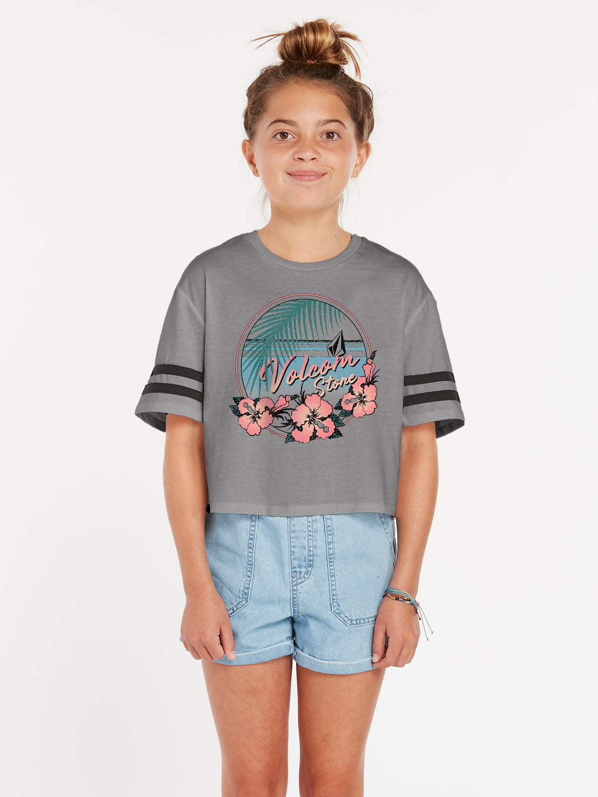VOLCOM TRULY STOKED YOUTH TEE HEATHER GREY