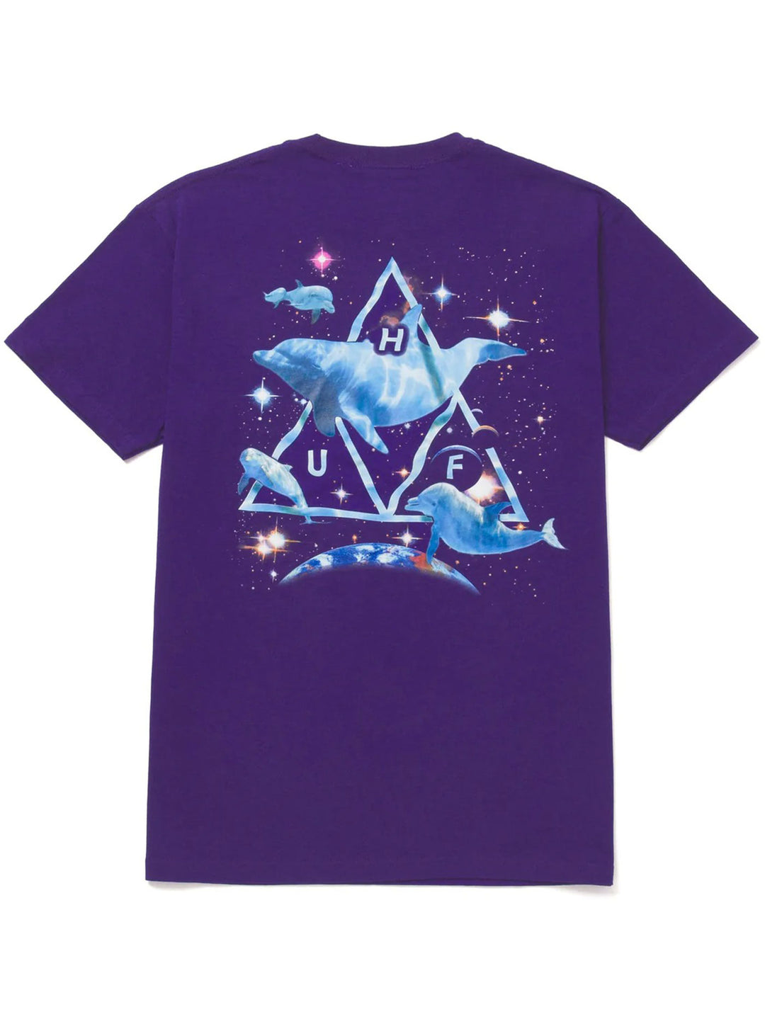 HUF SPACE DOLPHINS WASHED SHORT SLEEVE PURPLE