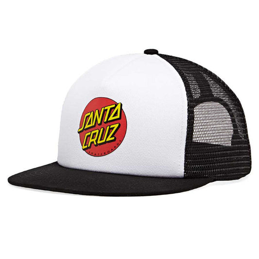 SANTA CRUZ CLASSIC DOT MESH TRUCKER HIGH PROFILE HAT BLACK WHITE