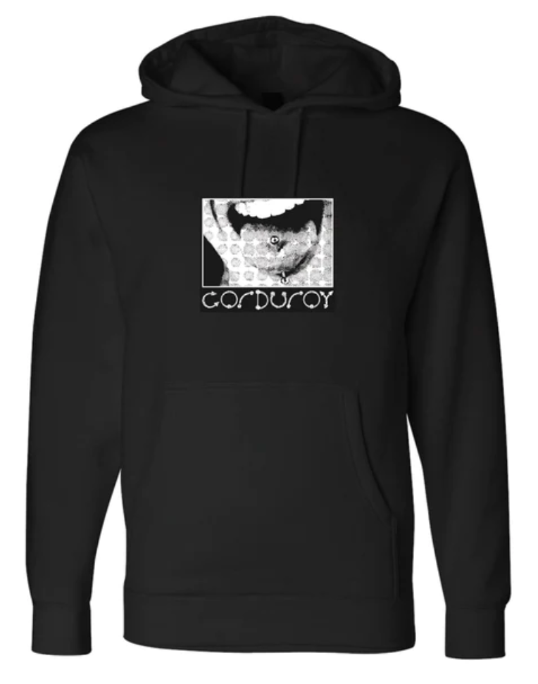 CORDUROY PIERCED HOODIE BLACK