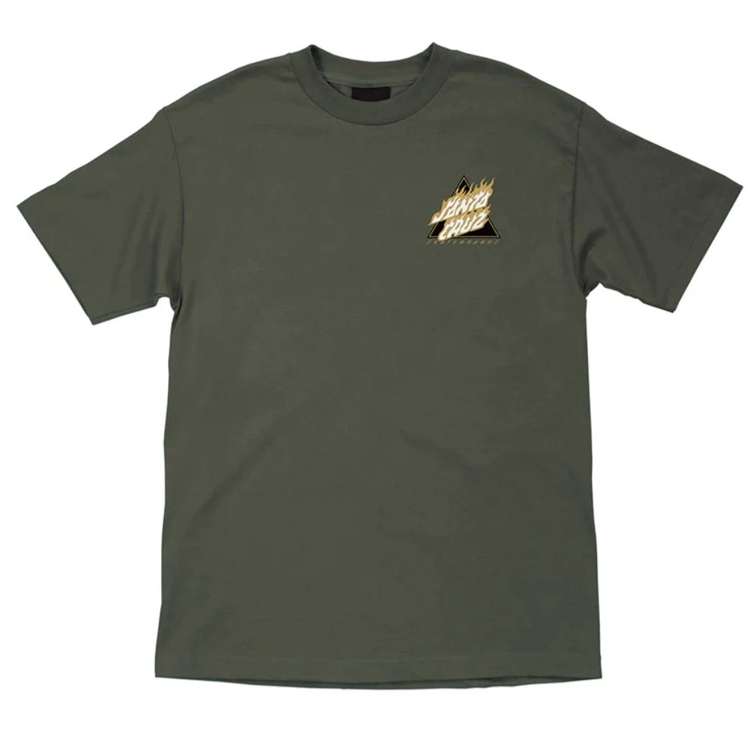 SANTA CRUZ FLAMED NOT A DOT SHORT SLEEVE REGULAR T-SHIRT MILITARY GREEN