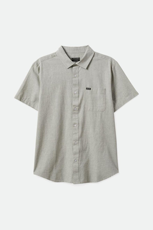 BRIXTON CHARTER FEATHERWEIGHT SHORT SLEEVE WOVEN HEATHER MINERAL GREY