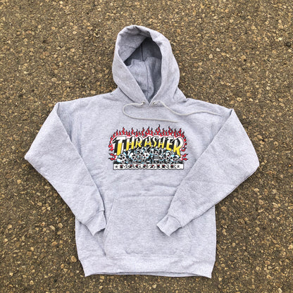 THRASHER KRAK SKULLS SWEAT À CAPUCHE GRIS CHINÉ