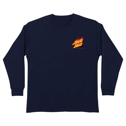 SANTA CRUZ FLAMED YOUTH T SHIRT NOT A DOT NAVY