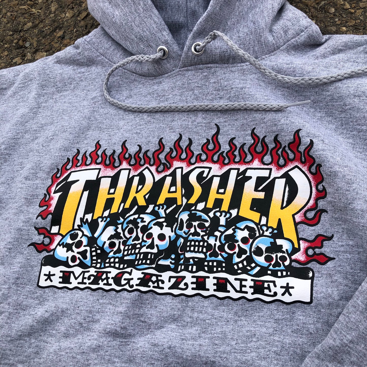 THRASHER KRAK SKULLS SWEAT À CAPUCHE GRIS CHINÉ