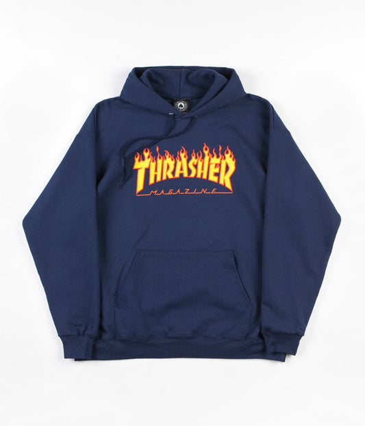 THRASHER FLAME LOGO SWEAT À CAPUCHE MARINE