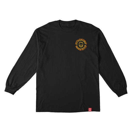 TEE LS SPITFIRE TORCHED SCRIPT NOIR JAUNE ORANGE