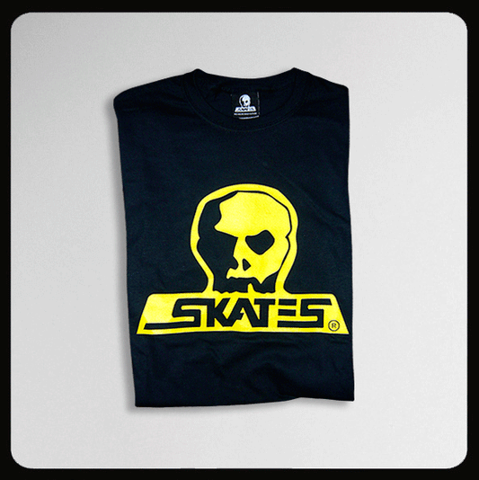 SKULL SKATES LOGO TEE BLACK/YELLOW